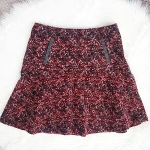NWT Ann Taylor Wool Blend Multicolor Flounce Hem A-line Mini Skirt Size 6